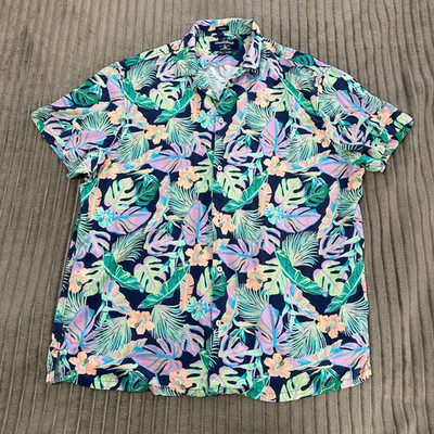 Chubbies Sunday Shirt Mens XL Mulitcolor Floral Rayon Loop Collar Camp Casual