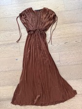 Zara Long Brown Summer Dress Size XS Brand New Without Tags