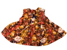 Homemade Teddy Bear Theme Small Medium Size Doll Jumper Dress Bow Accent