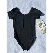 Body Wrappers Girls Black Short Sleeve Leotard Size 3-4 NWT Vintage
