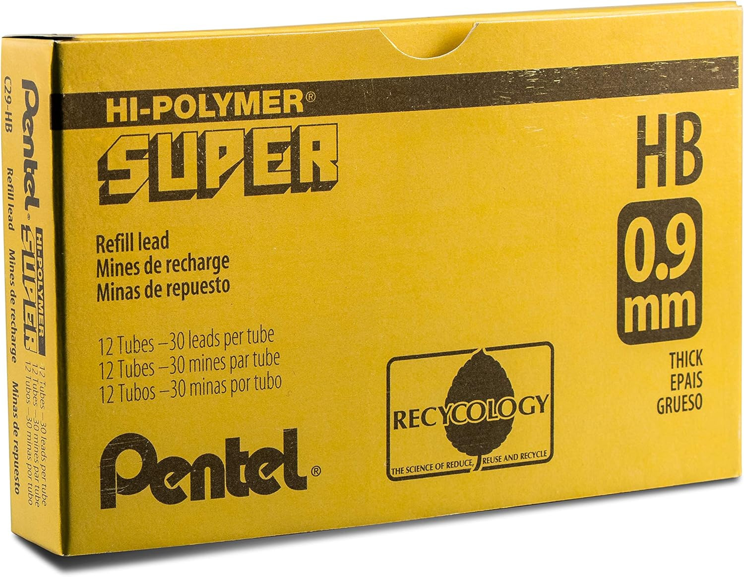 Super Hi-Polymer Lead, 0.9Mm, Medium, HB, 30 Pieces/Tube, Bo