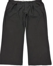 Haggar Cool 18 Pro Pleated Classic Fit Golf Pants Men 46/32 Black Flat Front 