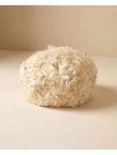 1950s Ivory Floral Pillbox Hat with Netting Vintage Bridal Hat Mid Century