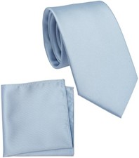 Solid Color Necktie Pocket Square Set for Men, 3.2" Standard Width Tie