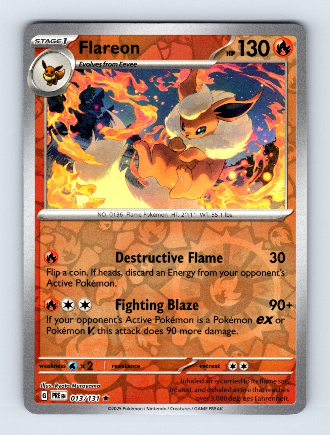 Flareon 013/131 Reverse Holo SV: Prismatic Evolutions 013/131 NM/LP