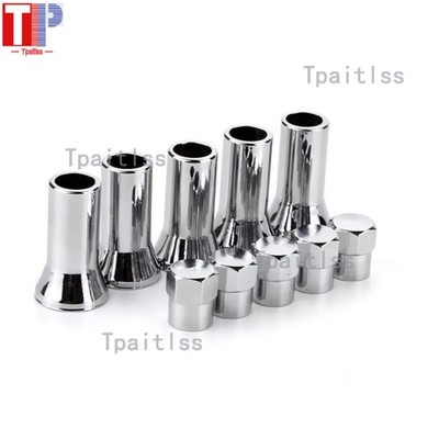  4x+ Silver Chrome Valve Stem Caps Covers 4x + Long Sleeve Chromies Car/Bicycle