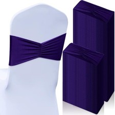 100 Pcs Spandex Chair Sashes Bows Bands Slider Sashes for Chair Deep Purple