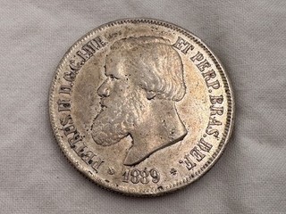 1889 Brasil 2000 Reis Large Silver Coin QH 15