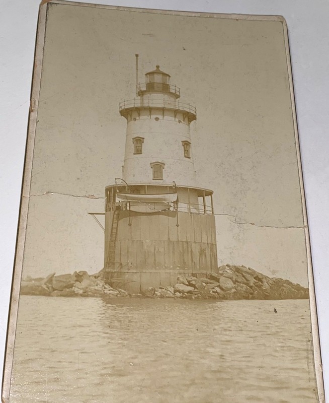 Rare Antique Victorian American Lighthouse Seaside Nautical Cabinet Card Photo!