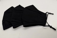 3 Pack Black Face Masks 3 layers Reusable Washable Cloth Adjust Strap