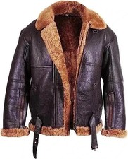RAF B3 Shearling Bomber Jacket Men – Real Sheepskin Leather Aviator Pilot Coat