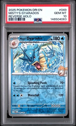 2025 POKEMON DRI EN-DESTINED RIVALS REVERSE HOLO #049 MISTY'S GYARADOS PSA 10