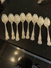 Kings Pattern Embossed Fruit Design tea Spoons - Silver Plated