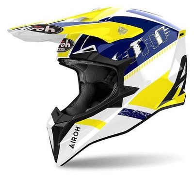 Airoh Cross/Enduro Helmet Wraaap Feel Yellow/Blue Gloss