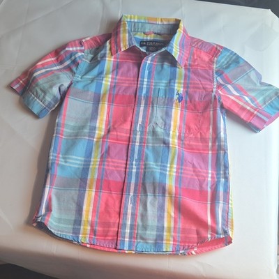 U.S. Polo Assn. Boys Plaid Short Sleeve Button-Up Shirt S (6-7) Multicolor
