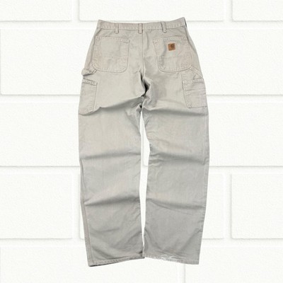 Carhartt Beige Workwear Carpenter Jeans W34 L34 Mid Rise Straight Denim Baumwolle