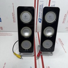 Logitech Z4 Speaker System Red  Yellow Plug - No Subwoofer or Controller