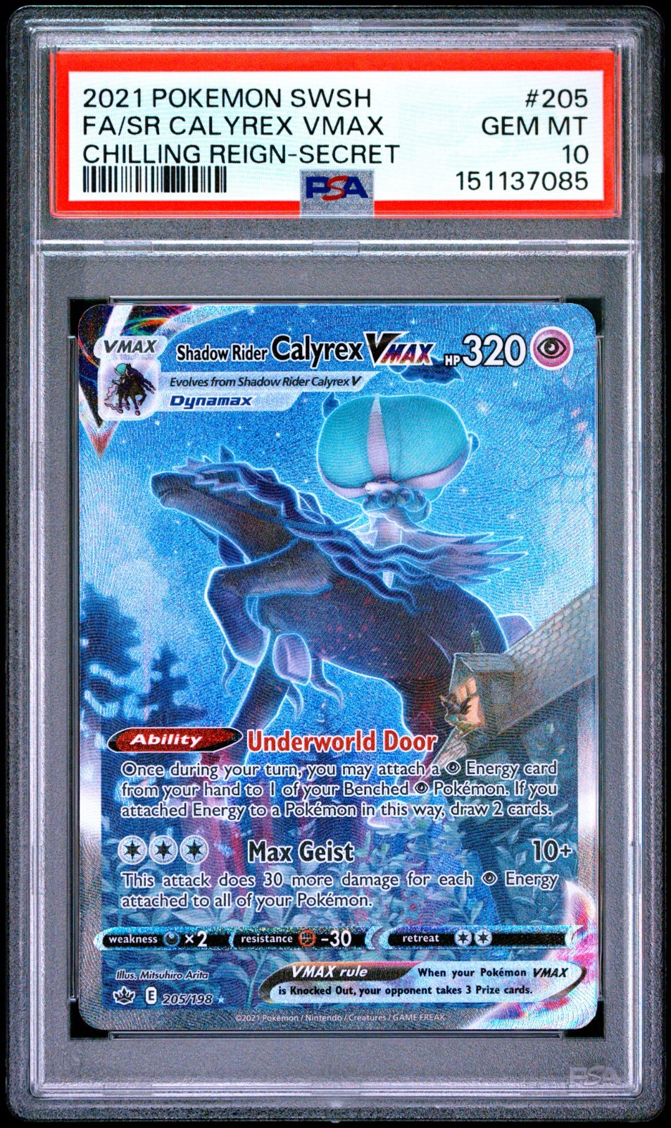 Shadow Rider Calyrex VMAX PSA 10 English Pokemon 205 Chilling Reign Alt Art 2021