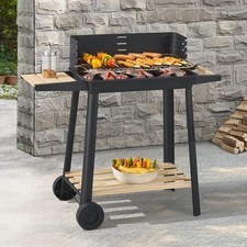 Barbecue BBQ Steel Charcoal Outdoor Patio Garden Smoker Adjustable Grills Wheels