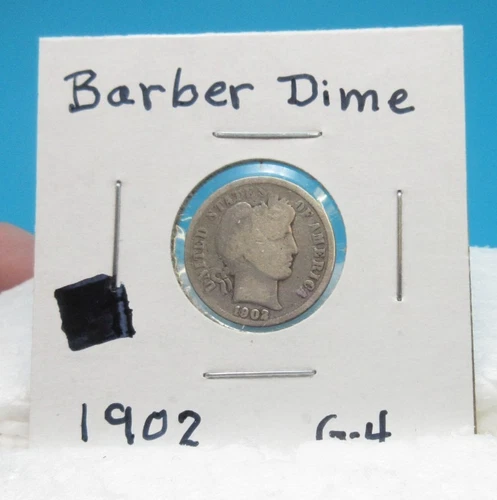 1902-P BARBER DIME 90% Silver / Good, Circulated Condition