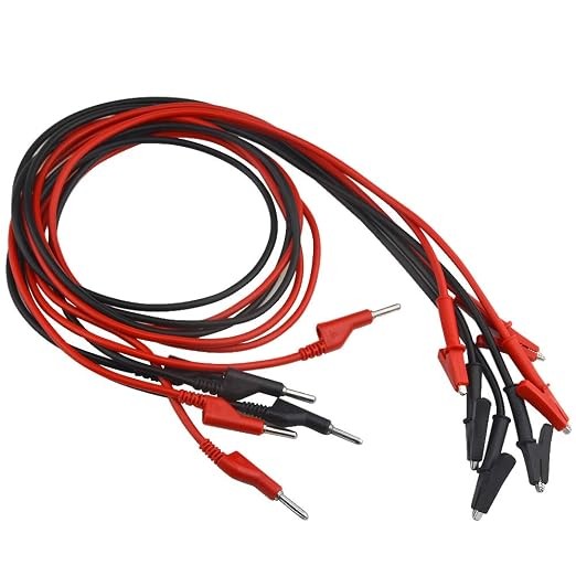 6 PCS Banana Plug to Crocodile Alligator Clip Test Lead 15A with Insulators Clip