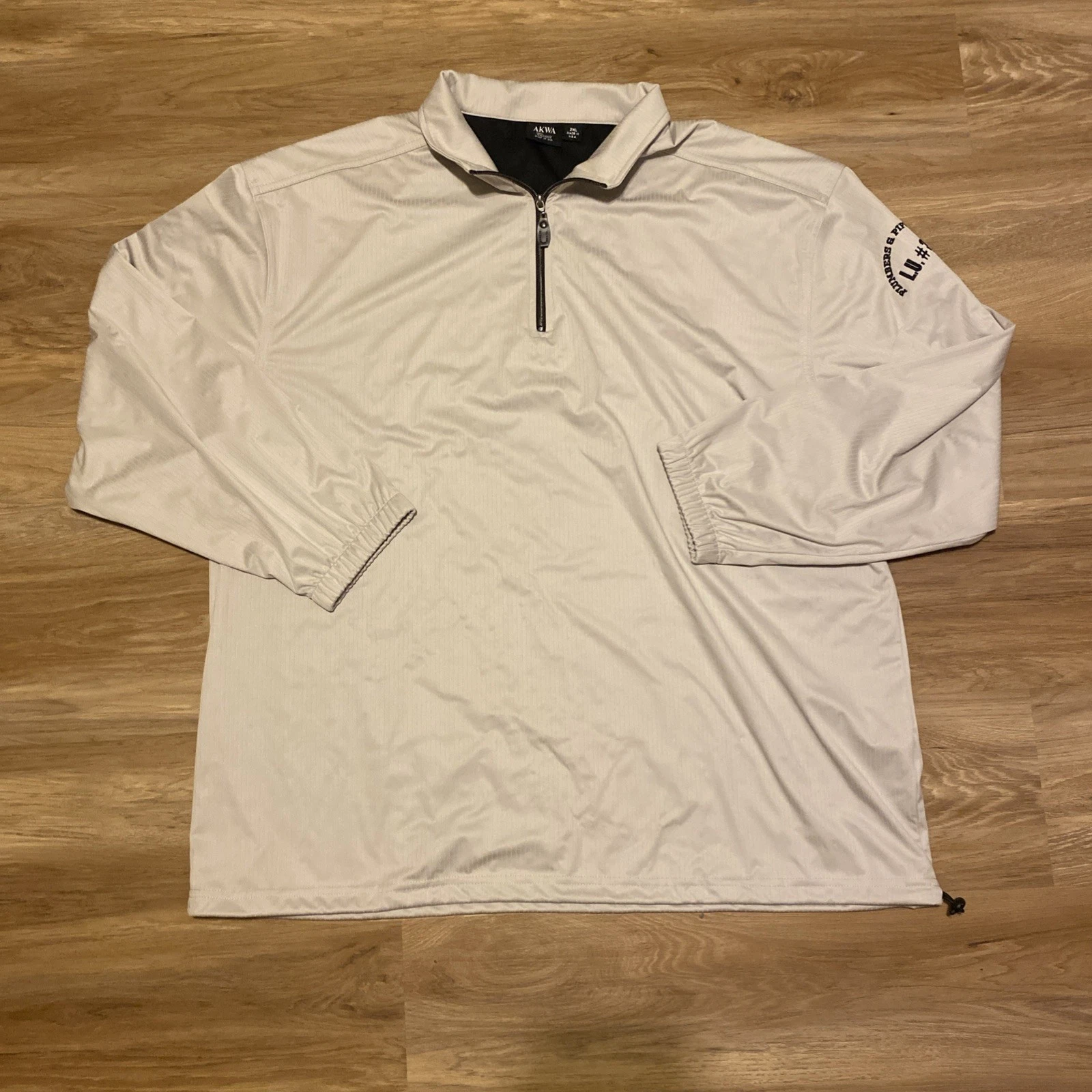 AKWA Golf Windshirt Pullover 2XL Beige Made USA Windbreaker 1/4 Zip