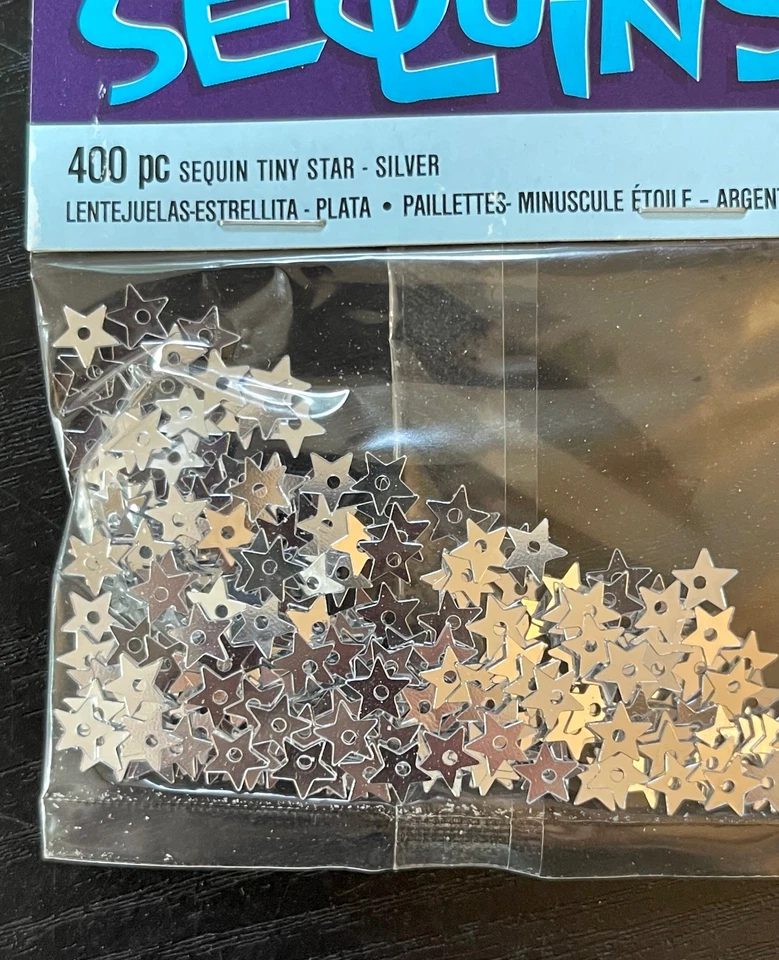 Lentejuelas Estrella Darice Pequeño Plata Mini Extra Pequeño Agujero Único ~5mm 4Paquete 1600 Tota Foto 4 de 4