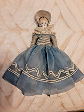 12  Antique German Blonde China Head Doll Original Body and Dress, as is