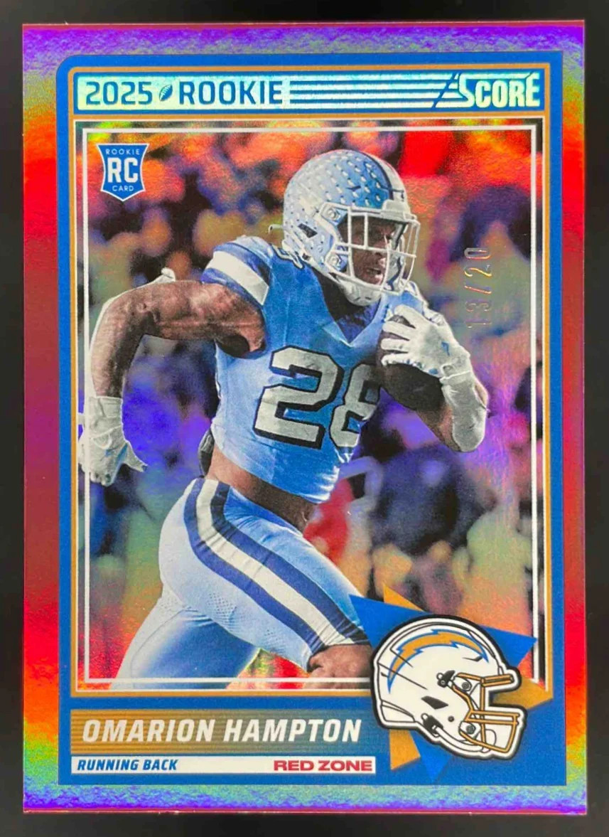 2025 Panini Score Rookies Red Zone #37 Omarion Hampton /20