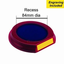 Engraved Round Wooden Base for Glassware, Engraving Included, 84mm recess