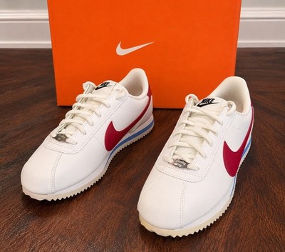 Nike Cortez 72 White Red Leather Low Top Cushioned Athletic Sneaker Teens