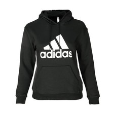 adidas Essentials Logo Regular Fleece Hoodie Womens Black Casual Outerwear HZ29