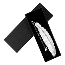 Metal Feather Bookmark with K Initial for Women Teacher Appreciation Gift