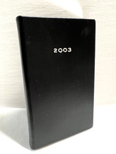 Vintage COACH 2003 Pocket Planning Diary/Address Book Black Leather Silver Edges