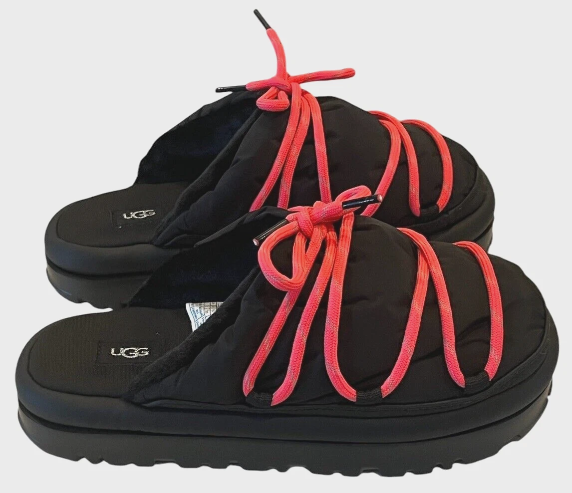 NUOVI sandali ciabatte UGG Spaceslider Tech Slide platform suola a strappo neri taglia 8