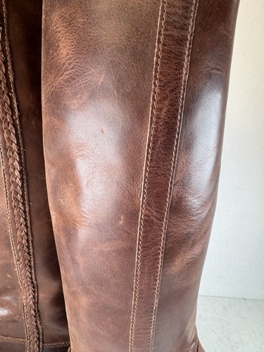 Lucky Brand Looloo Brown Leather Heeled Knee-High Riding Boots Sz 6 1/2 M - Picture 20 of 24