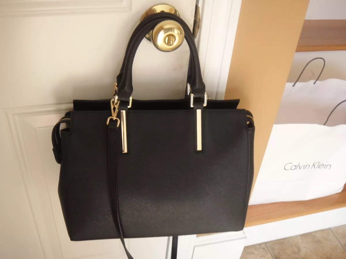 Calvin Klein, Bags, Calvin Klein Black Saffiano Leather Tote