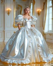 Princess Victorian Wedding Dress Medieval Ball Gown Bridal Dress Short Sleeves