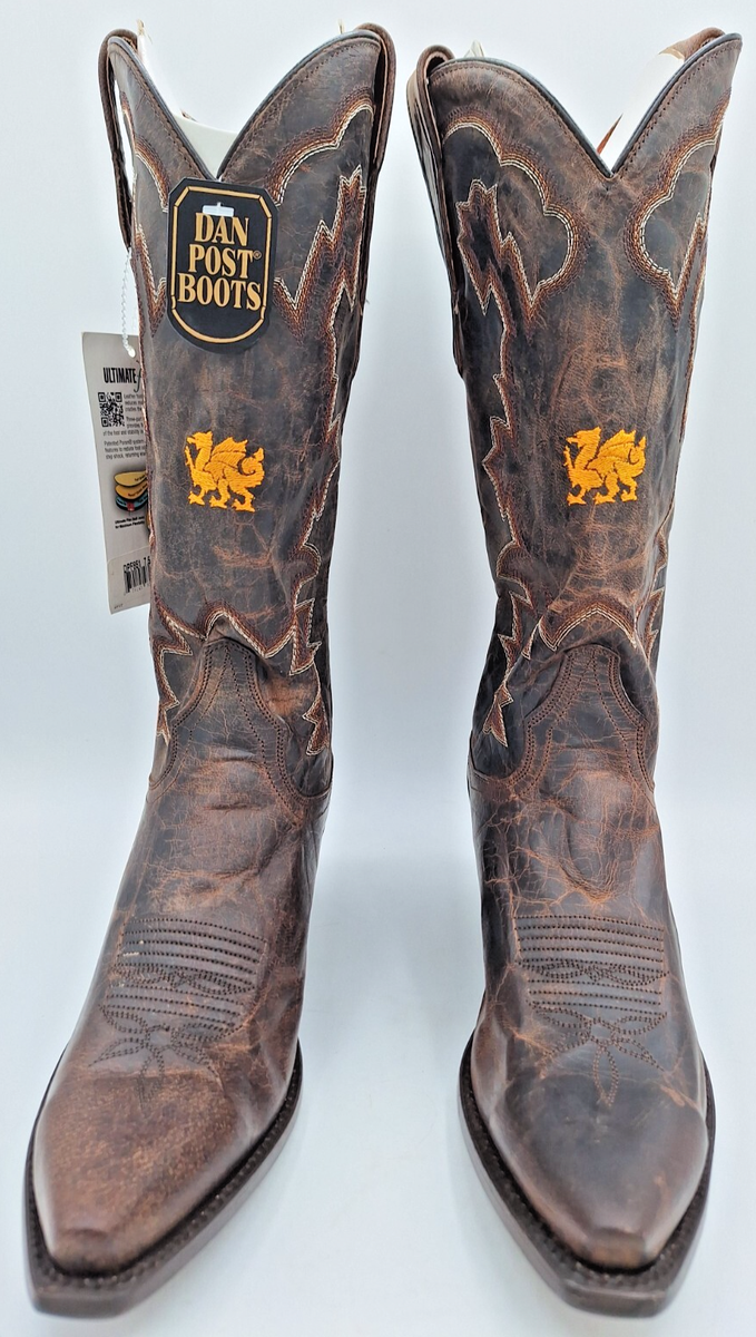 New Old Stock Dan Post Cowboy Cowgirl Brown Western Boots Gold