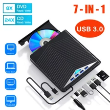 External CD DVD Drive for PC Laptop Windows 11 10 USB 3.0 Burner Reader Writer