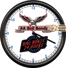 Personalized Your Name Bail Bonds Your Logo Eagle Pawn Shop Wall Clock