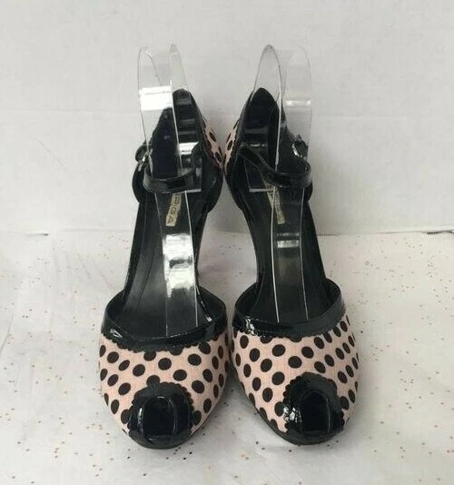 Via Spiga Barbie Pink Black Polka Dot Pin up Style Peep Toe D'orsay Pump Sz 9 - Image 3 of 4