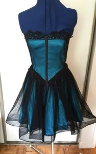 dress betsey tulle johnson corset nwt tiered layered aqua gown mini