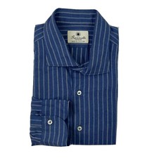 Giannetto Portofino Blue Striped Cotton Flannel Size Mens 2XL NWOT