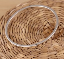 Solid 925 Sterling Silver Circle Bangle Bracelet 5mm Wide Hinged UK Hallmarked
