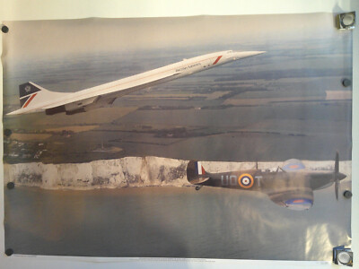 PLAISTOW PICTORIAL #C211 CONCORDE & SPITFIRE SPEEDBIRD SALUTES POSTER 25''X35''