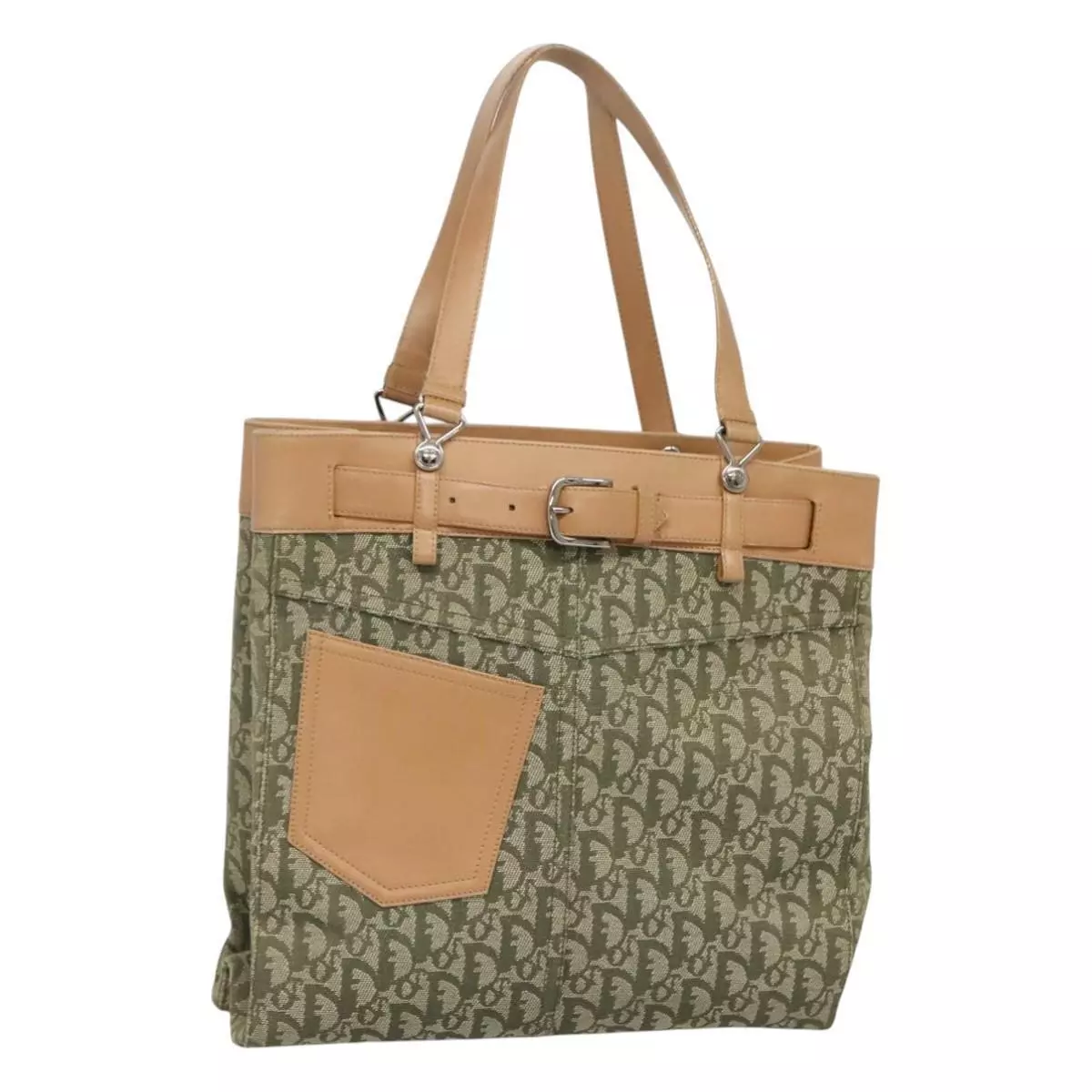Sac fourre tout Christian Dior trotteur toile vert authentique sw145