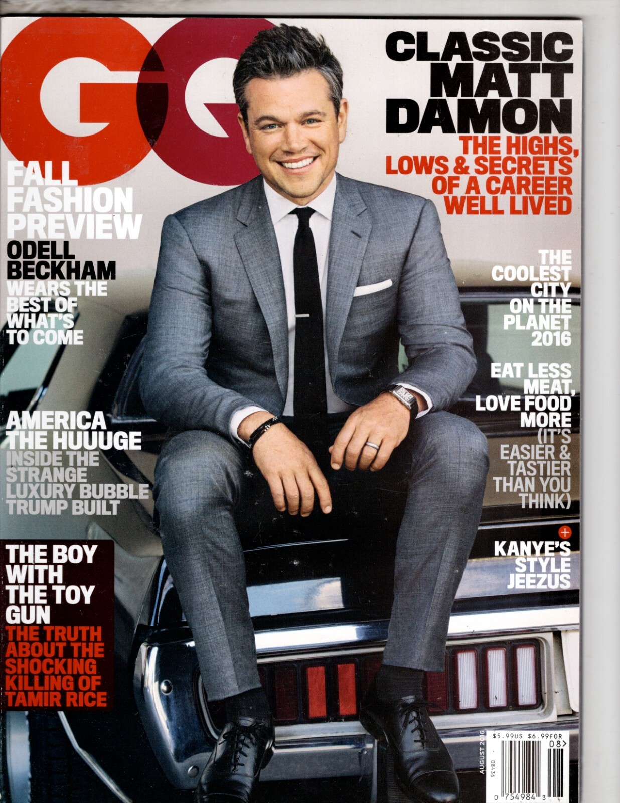 GQ Gentlemen's Quarterly Magazine August 2016 Matt Damon ODELL BECKHAM ...