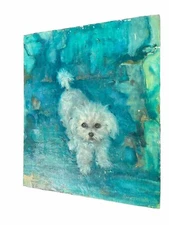 Bernhard Lamotte Unsigned French Oil Painting Malteser Dog Impressionist Paris