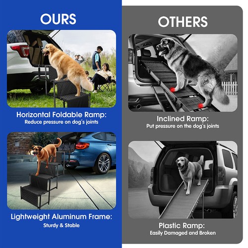 4 Steps Folding Dog Pet Steps Ramp Stairs Portable Ladder for Car Truck High Bed - Picture 5 of 11